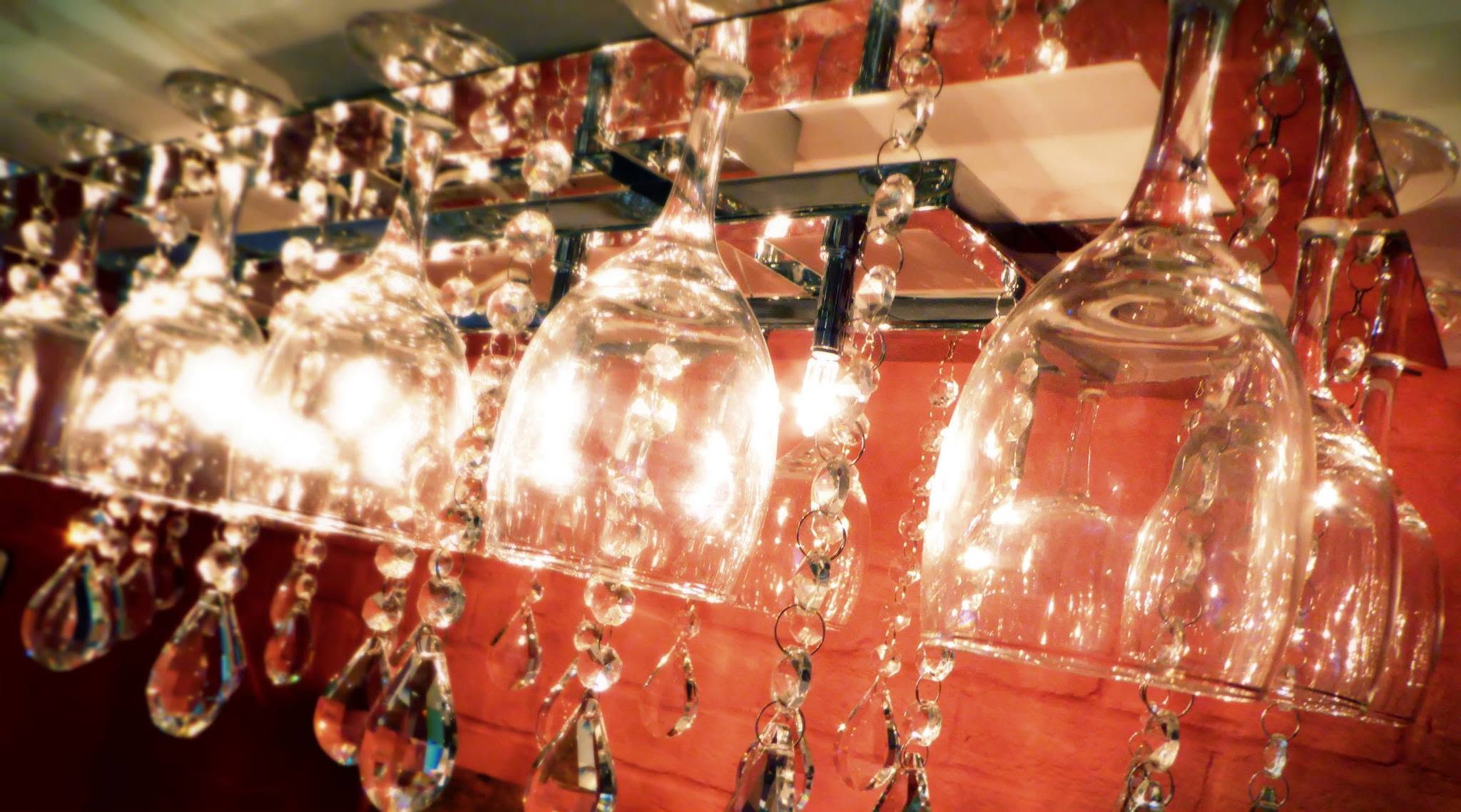 Crystal details and warm lighting inside the salon